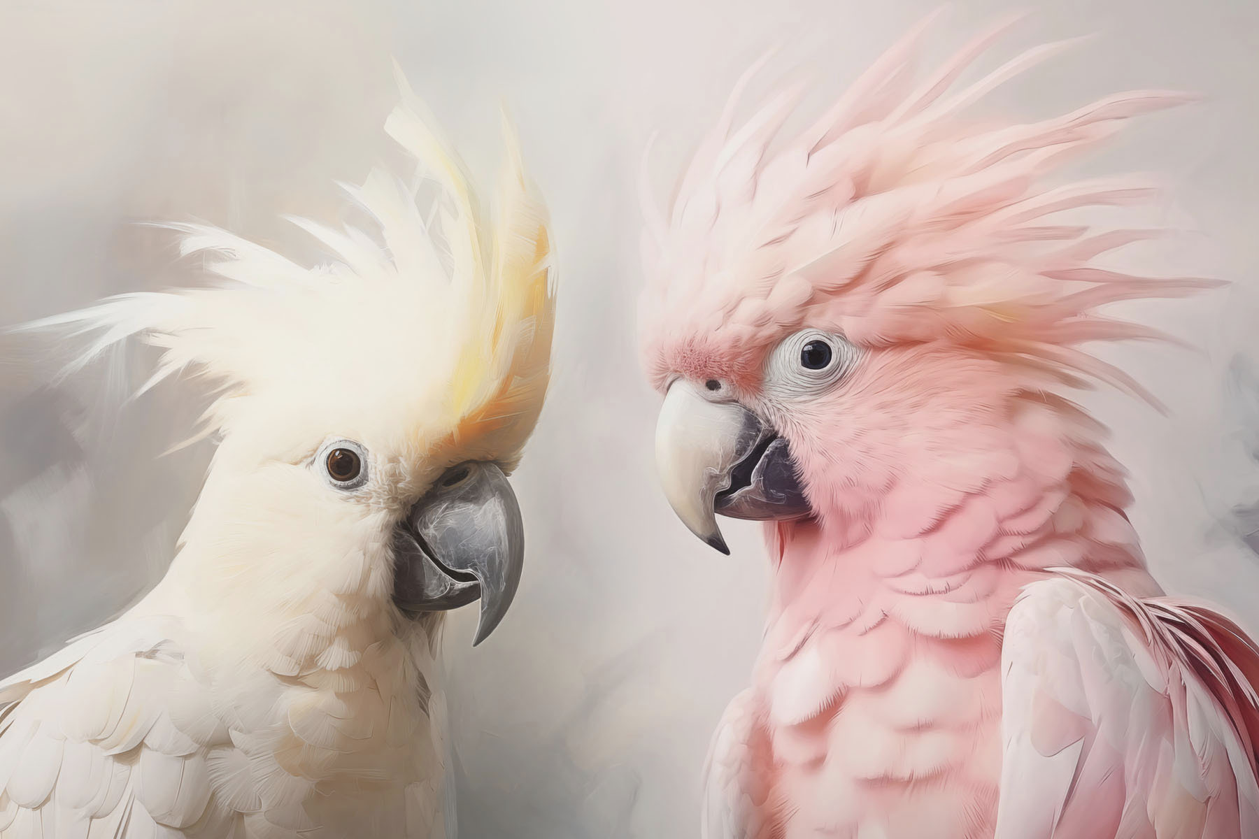 Elegant birds in soft colors
