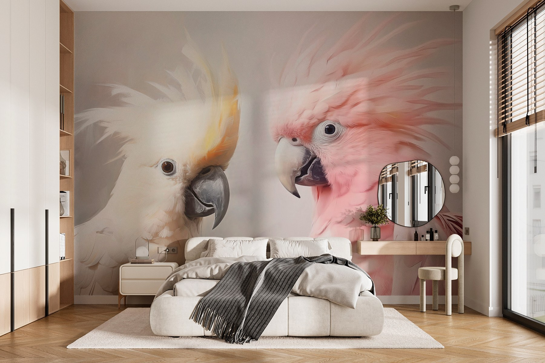 Elegant birds in soft colors