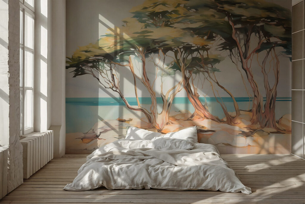 Group of trees on a rocky island Group of trees on a rocky island