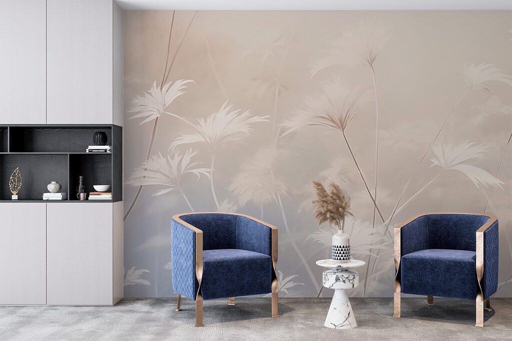 White flowers in a foggy environment White flowers in a foggy environment