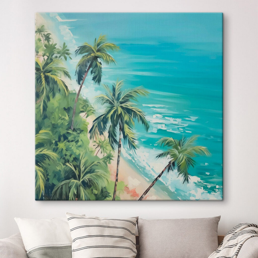 Beach with palm trees and blue water