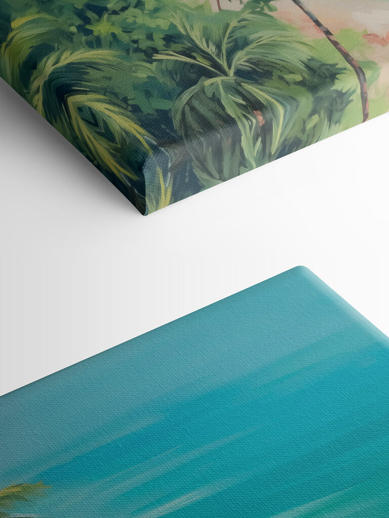 Beach with palm trees and blue water