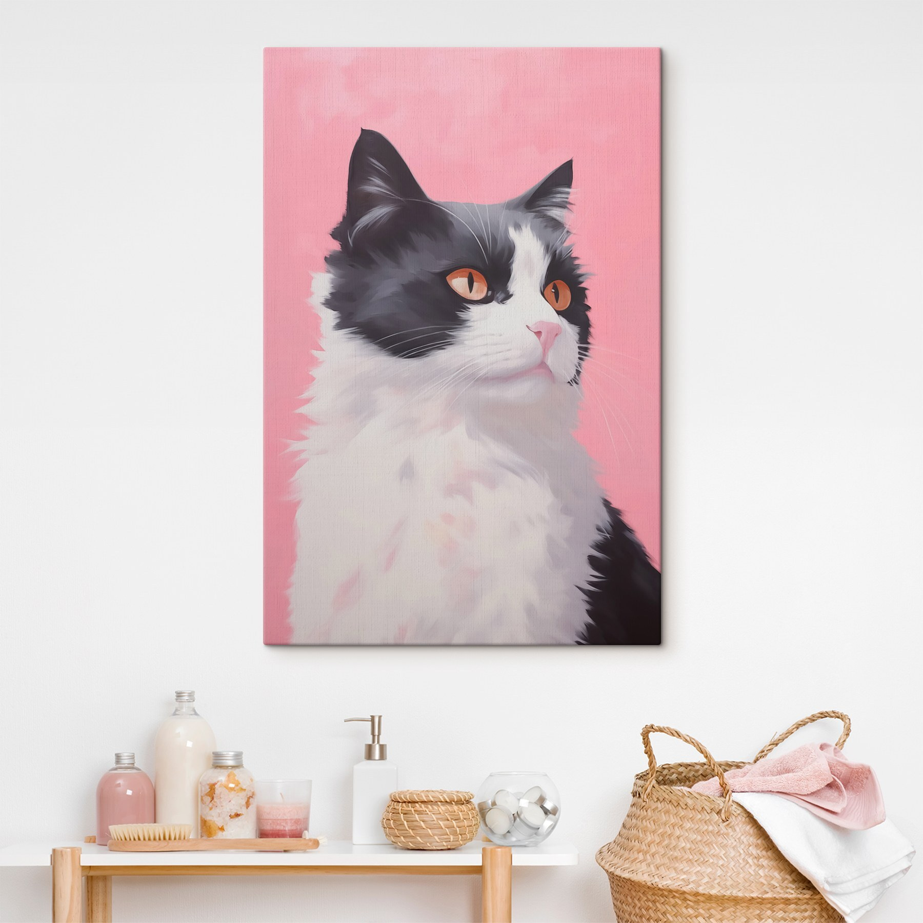 Black and white cat with orange eyes Black and white cat with orange eyes