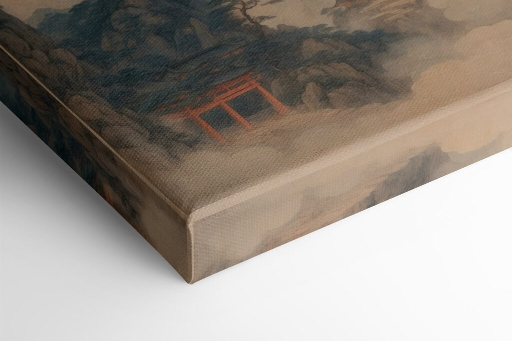 Painting of a temple on a mountain Painting of a temple on a mountain