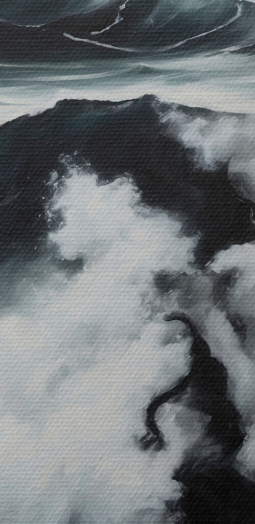 Painting of a ship in the ocean