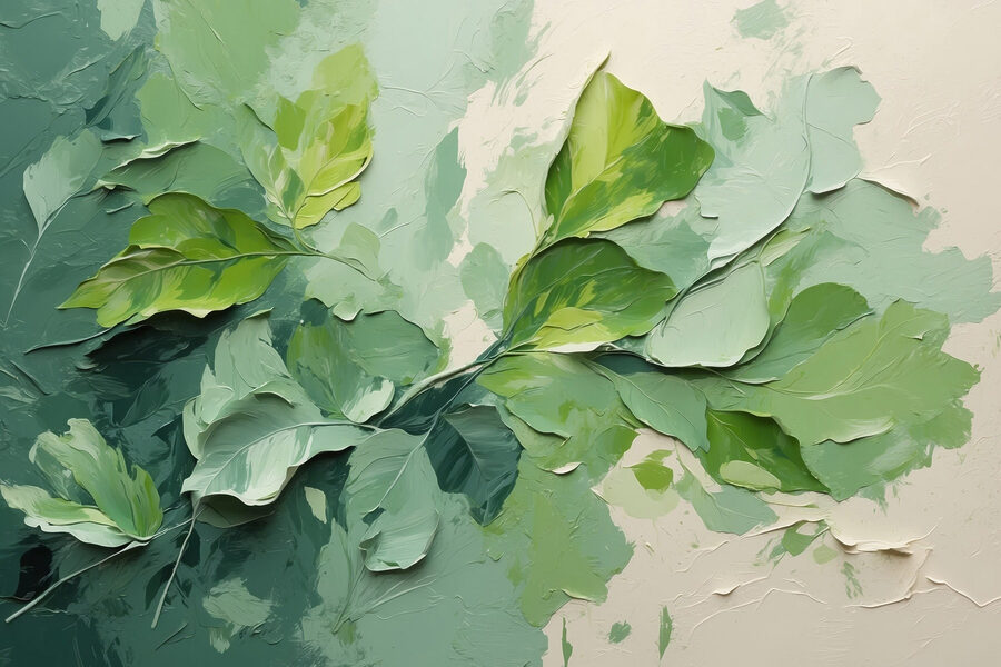 Painting of leaves on a wall Painting of leaves on a wall