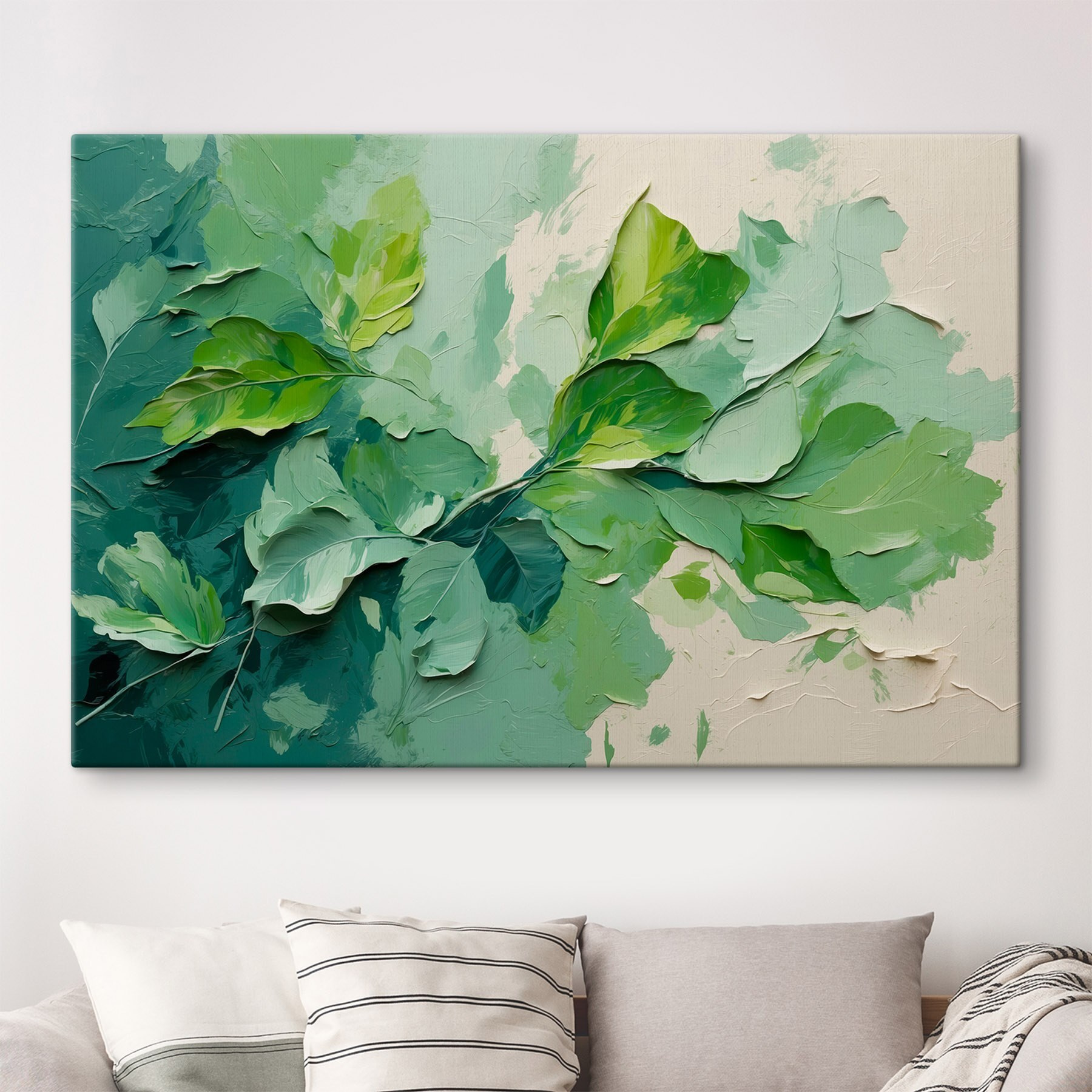 Painting of leaves on a wall