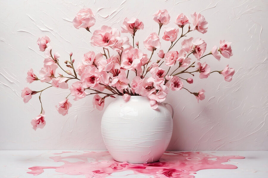 Vase with pink flowers Vase with pink flowers