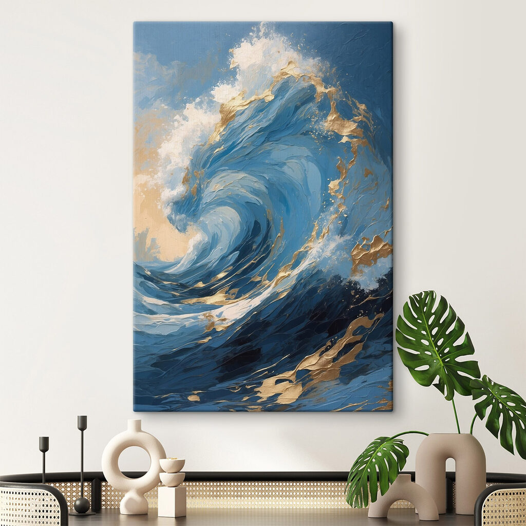 Majestic wave in vibrant blues