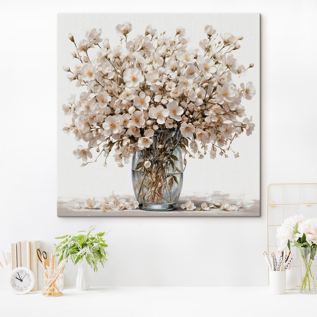 Vase of white flowers