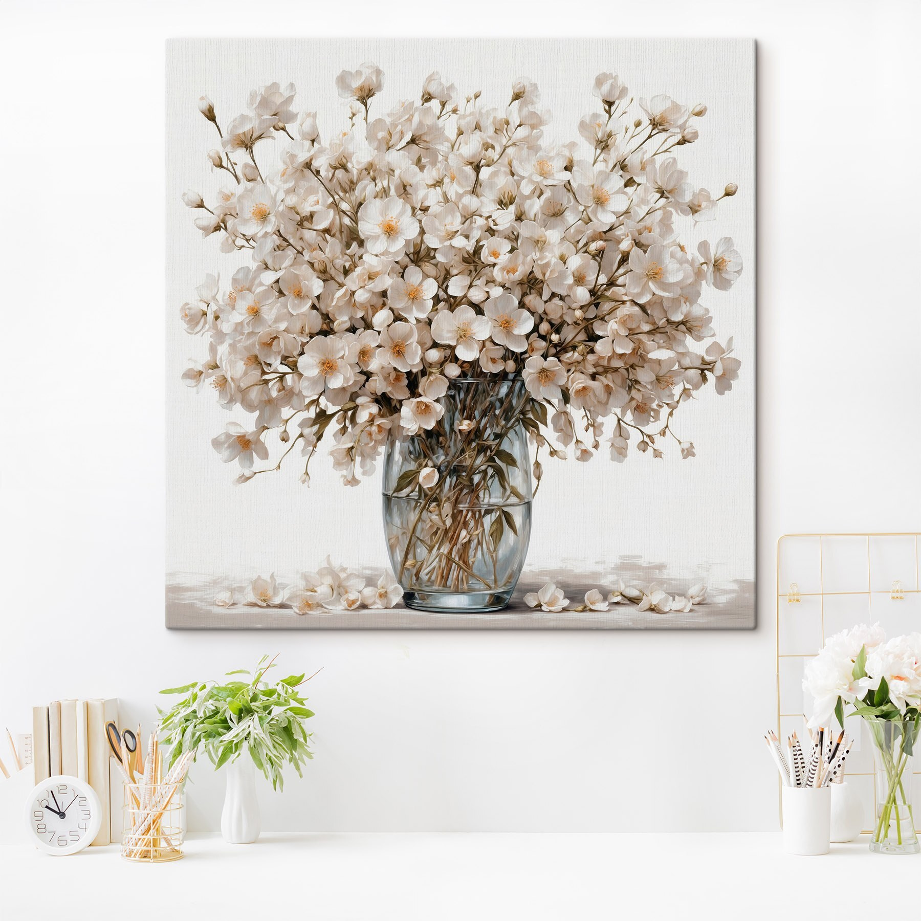 Vase of white flowers