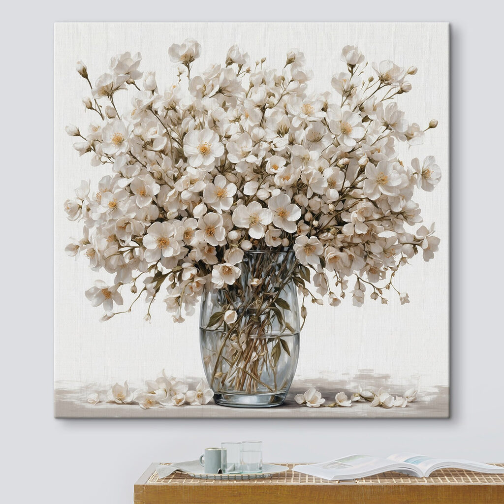 Vase of white flowers