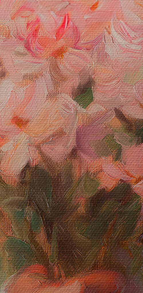 Painting of a man smelling flowers