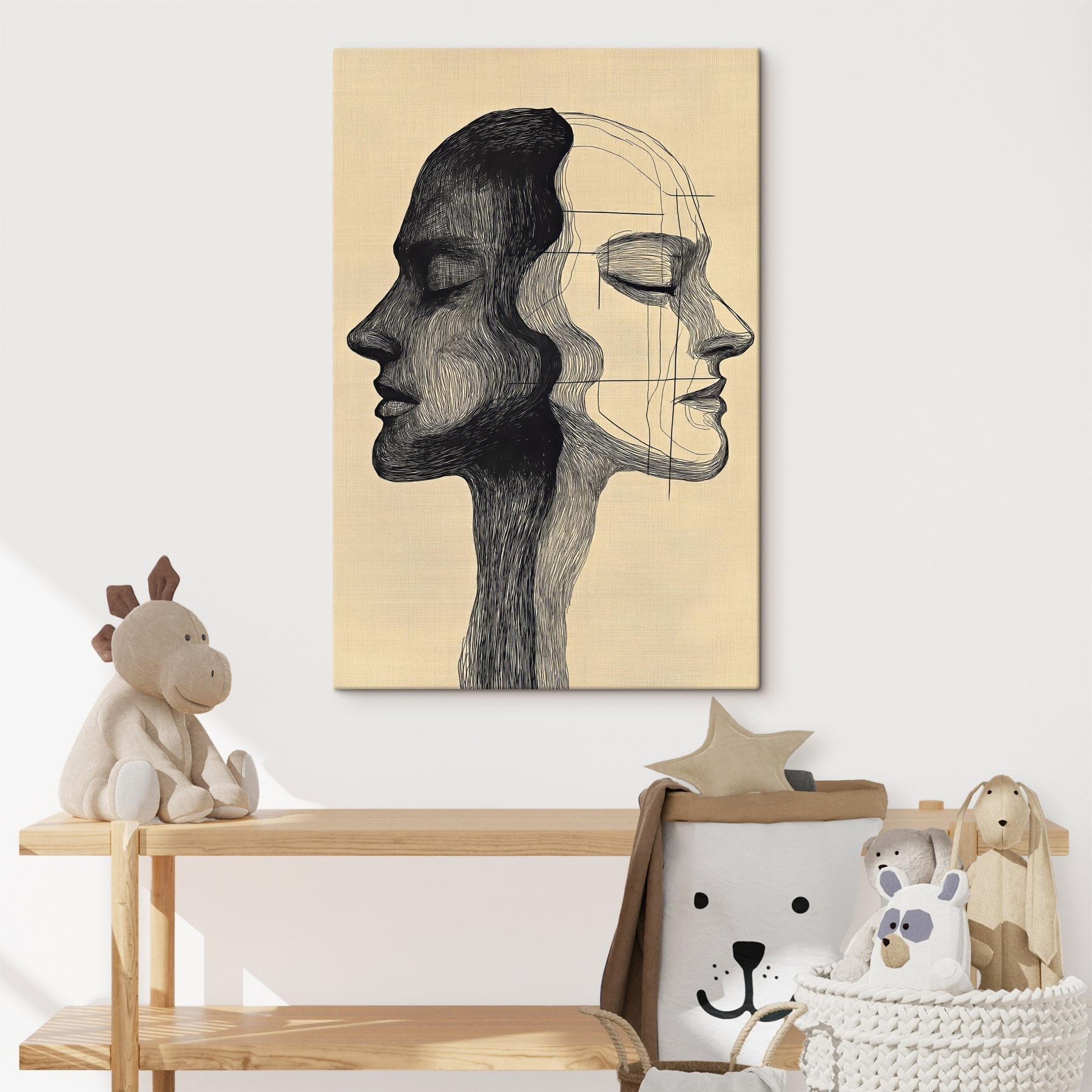 Drawing of a man and a woman's face Drawing of a man and a woman's face