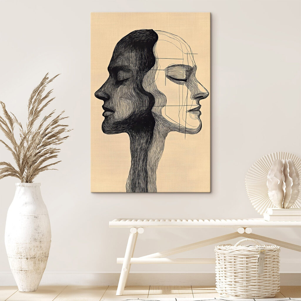 Drawing of a man and a woman's face Drawing of a man and a woman's face