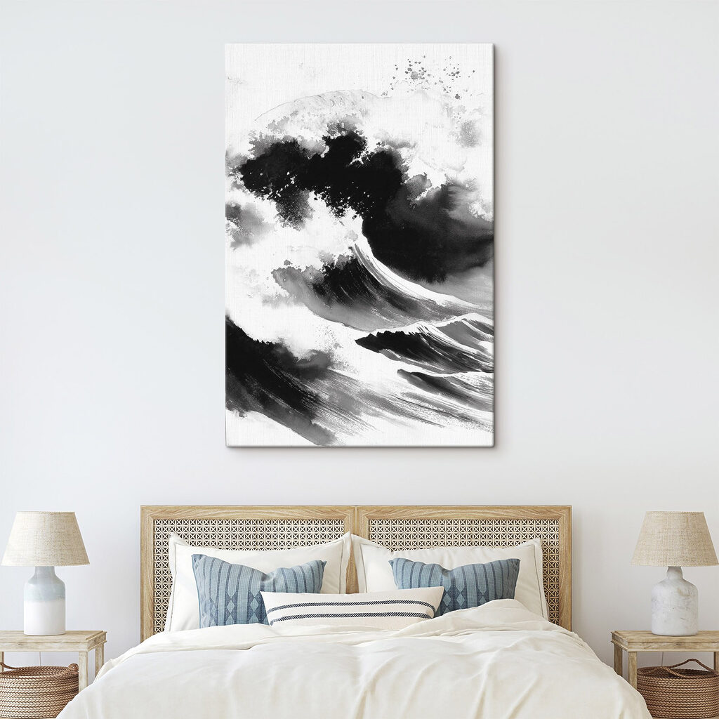 Black and white image of a wave