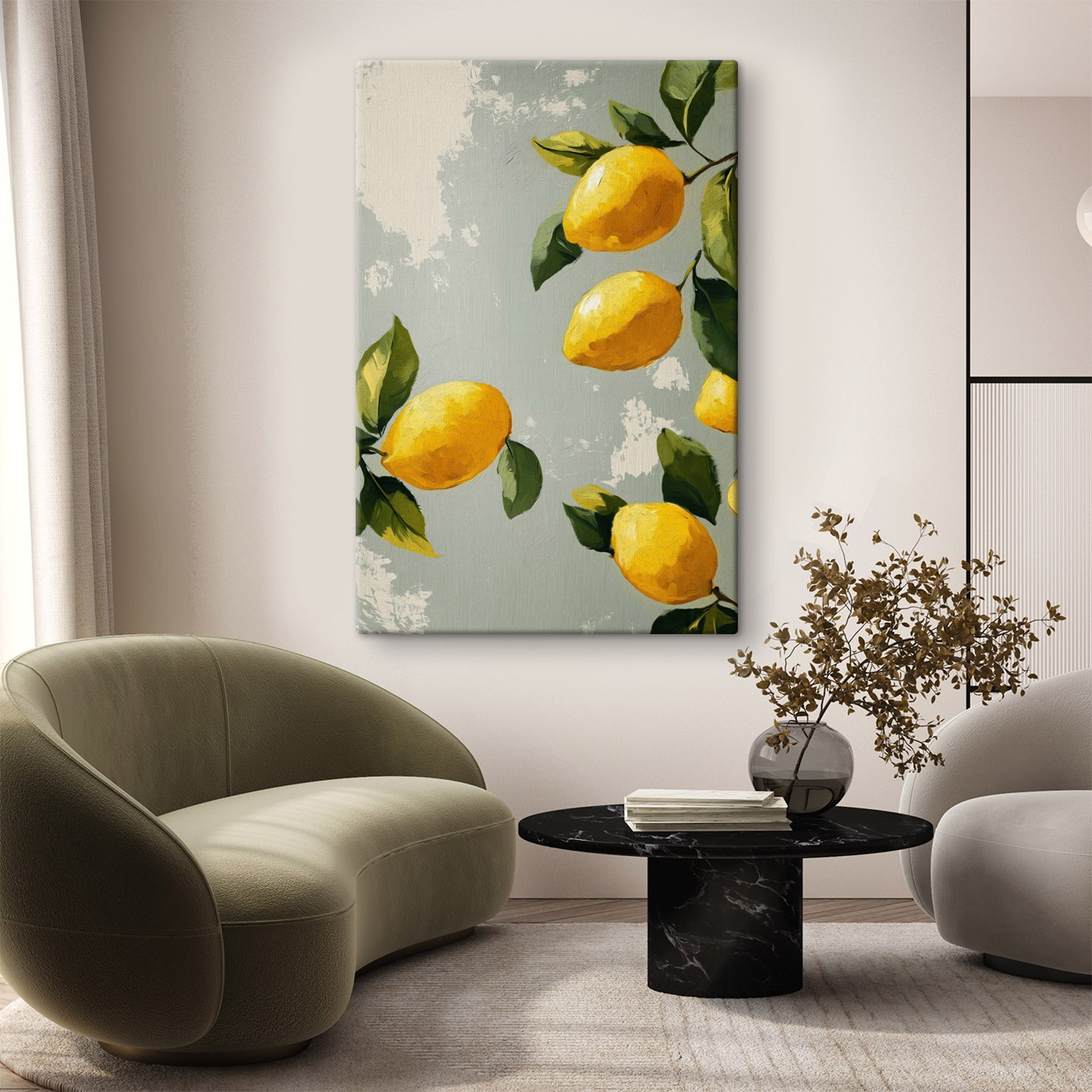 Painting of lemons on a tree