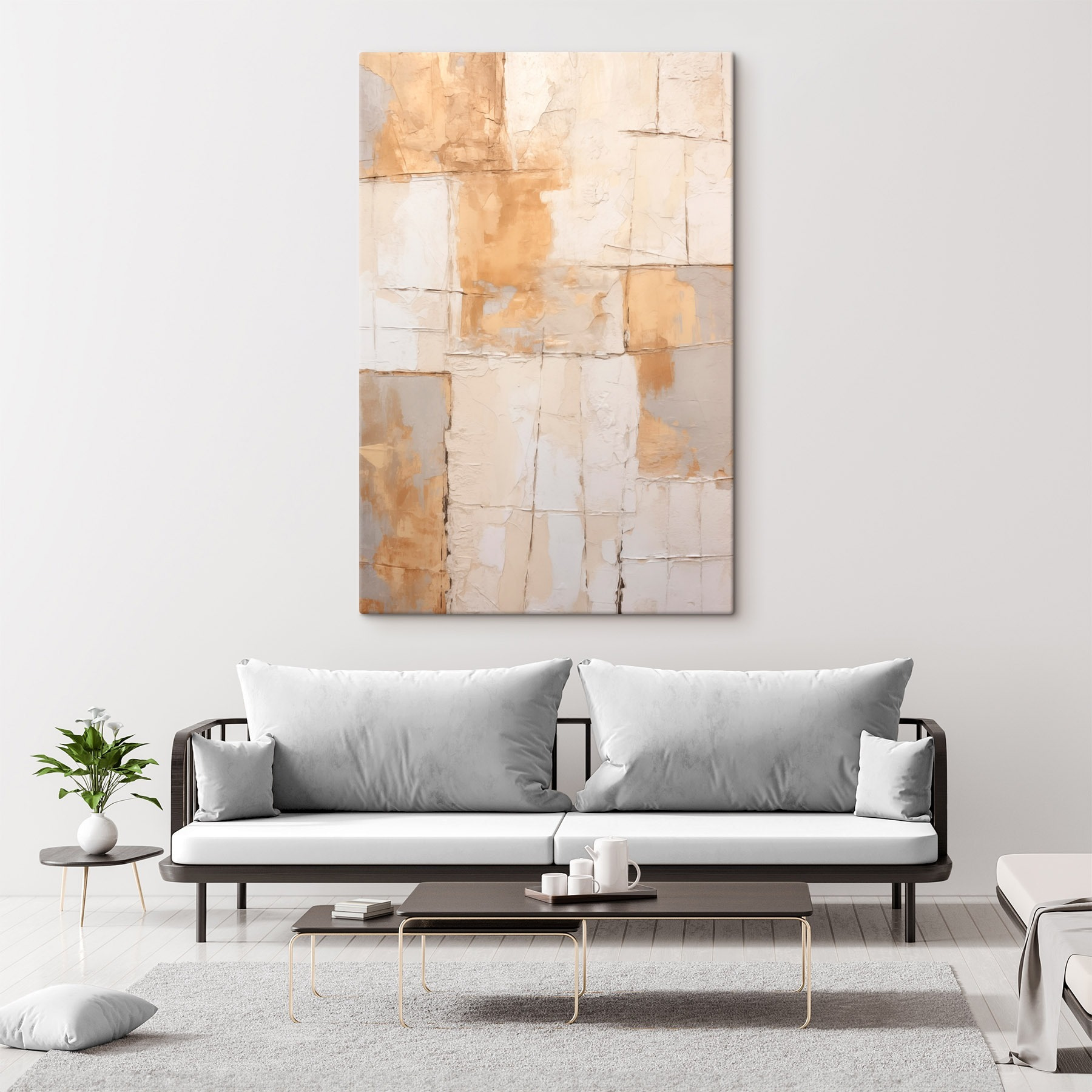 Wall with white and brown paint