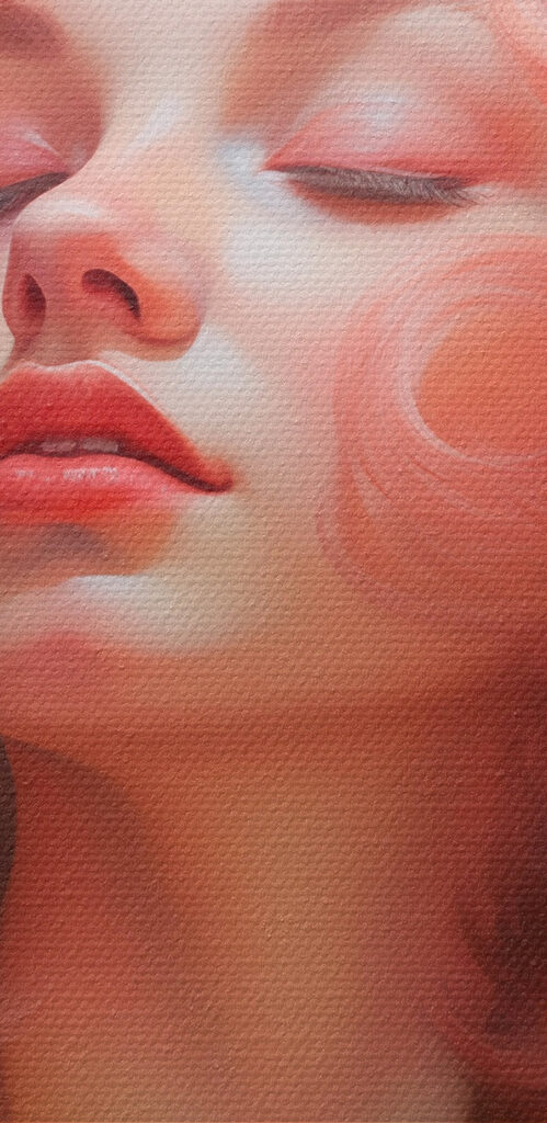 Woman with pink hair