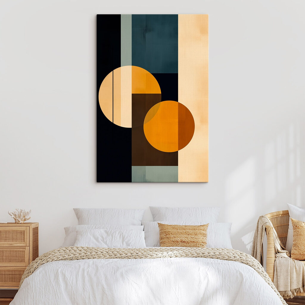 Colorful art piece with circles and squares