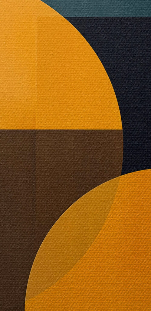 Colorful art piece with circles and squares