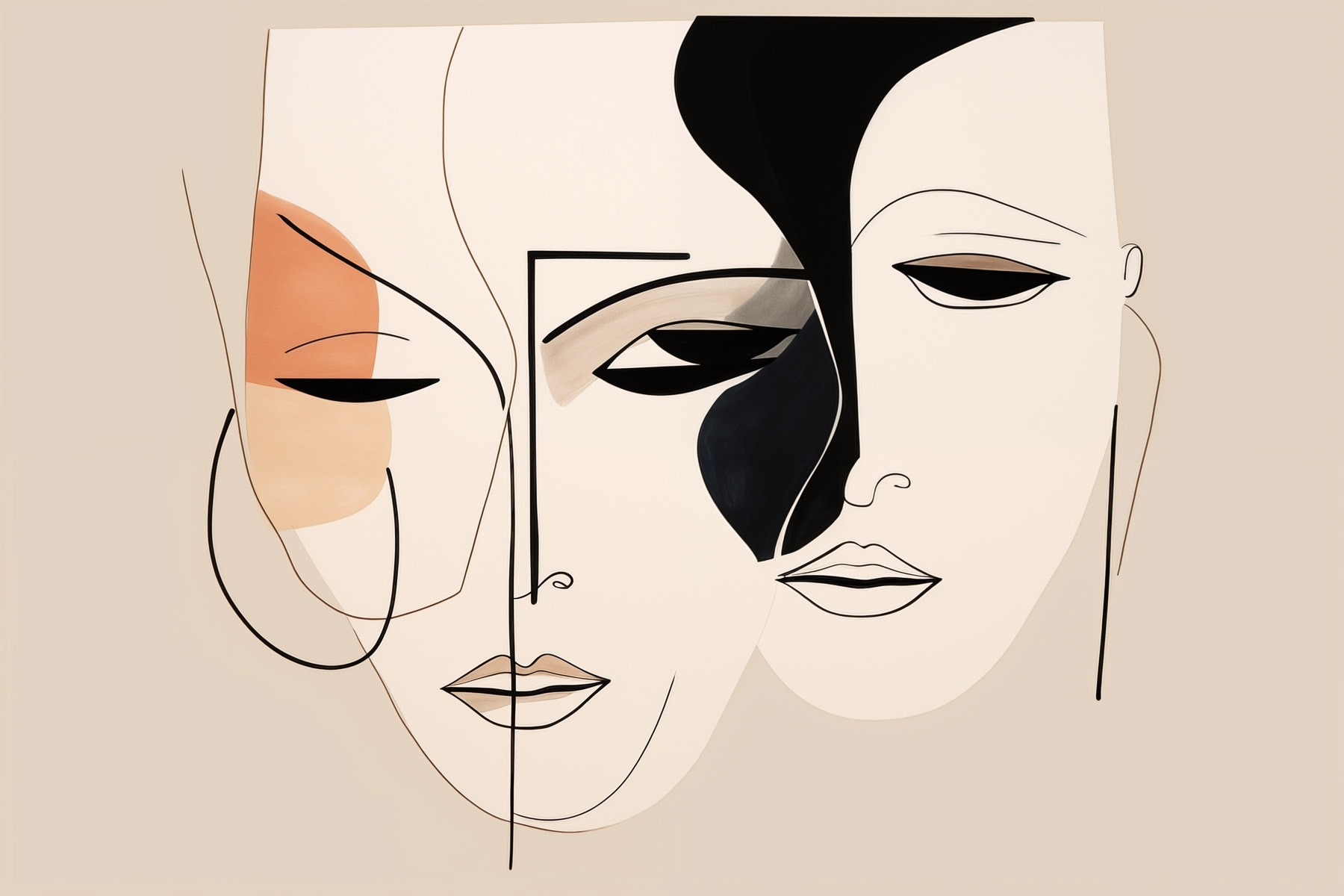 Drawing of faces with different colors