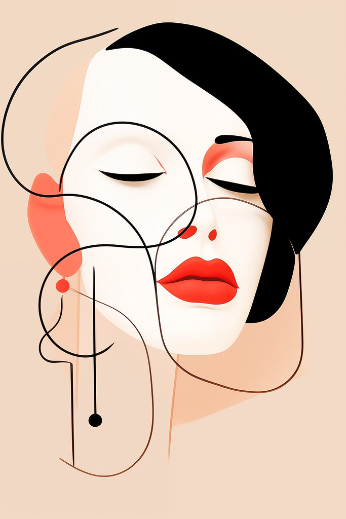 Woman with black hair and red lips Woman with black hair and red lips