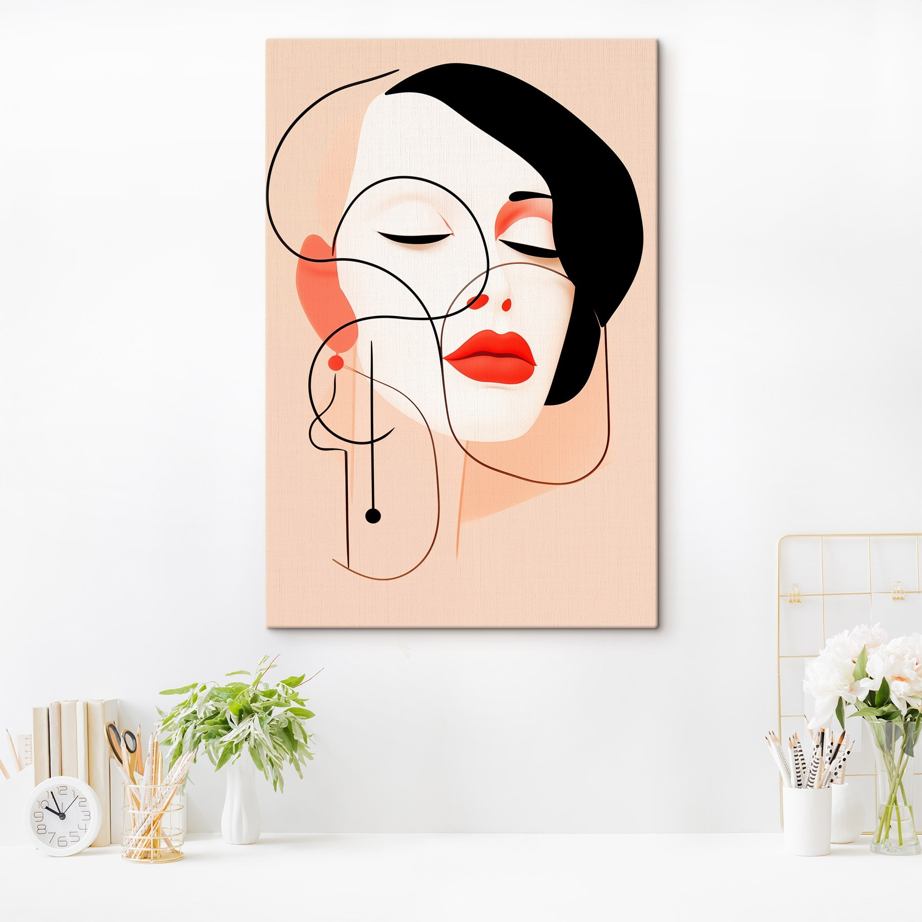 Woman with black hair and red lips Woman with black hair and red lips