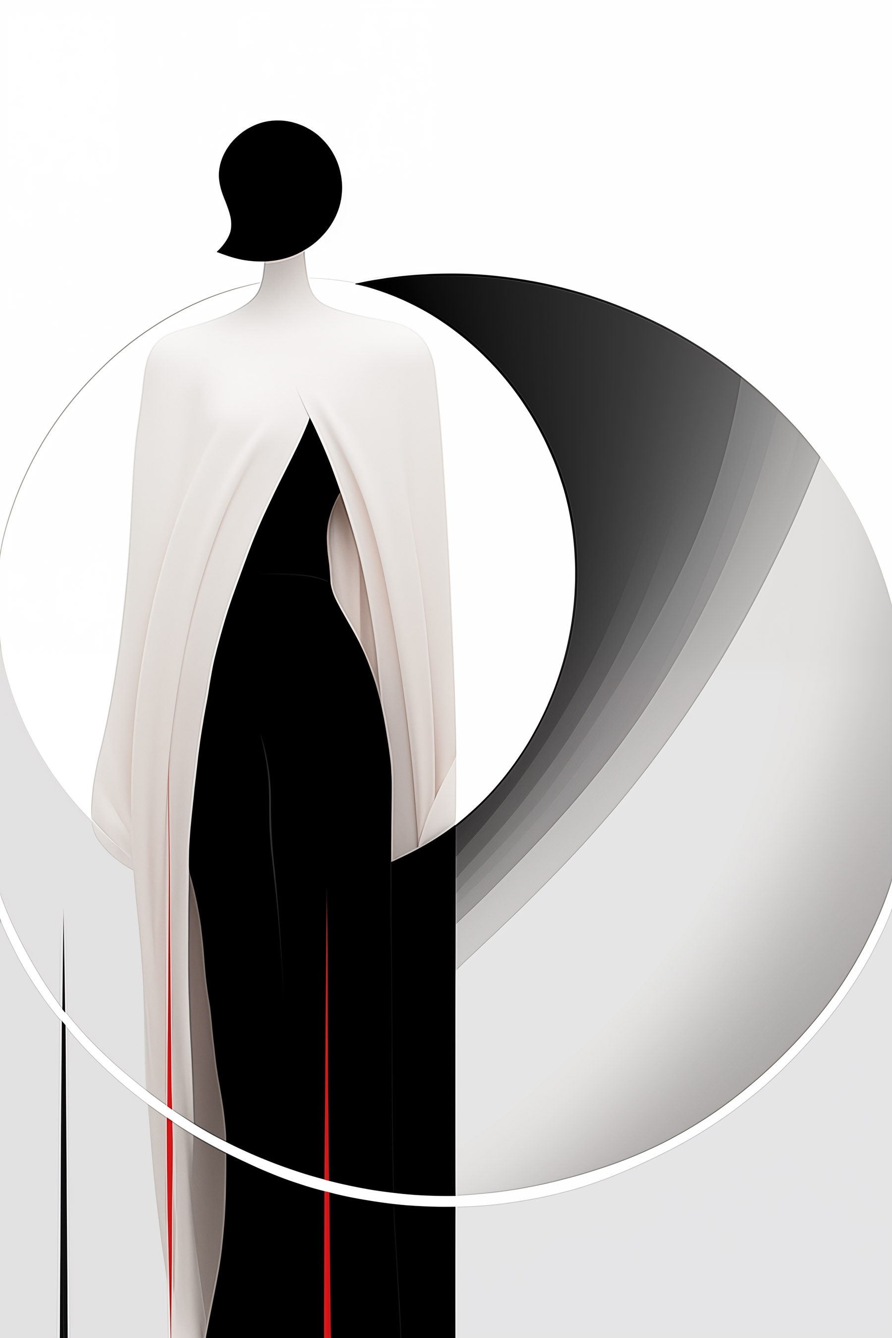 Woman wearing a black and white dress