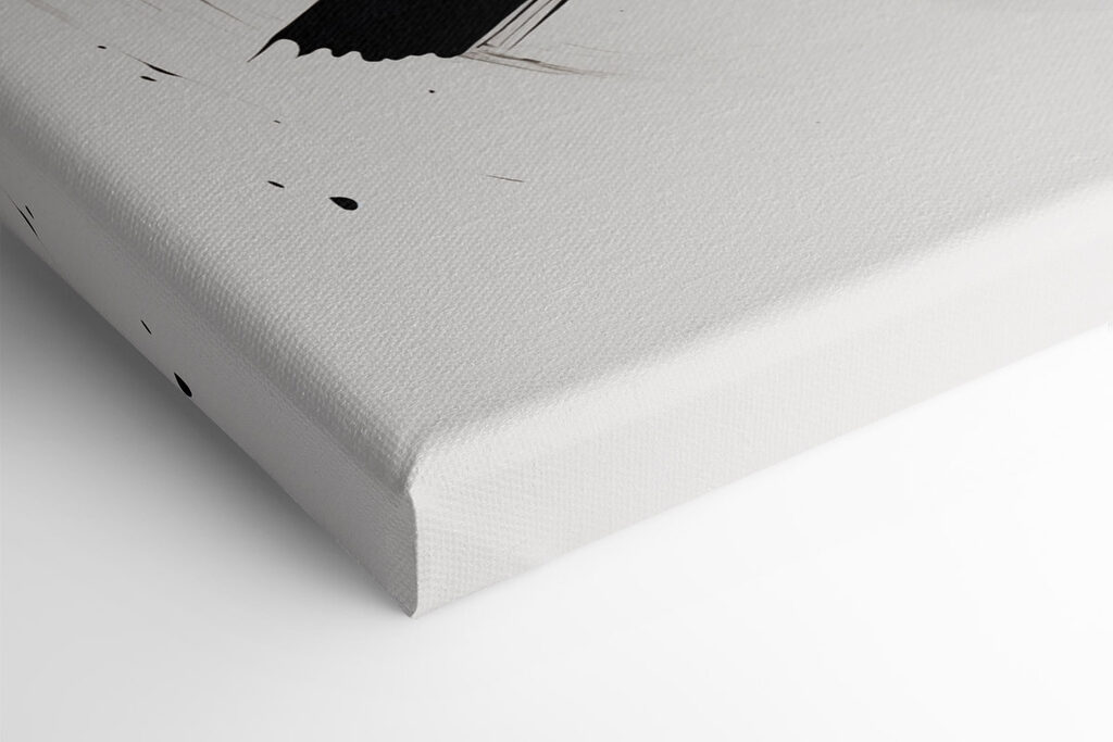 Black brushstroke on a white background