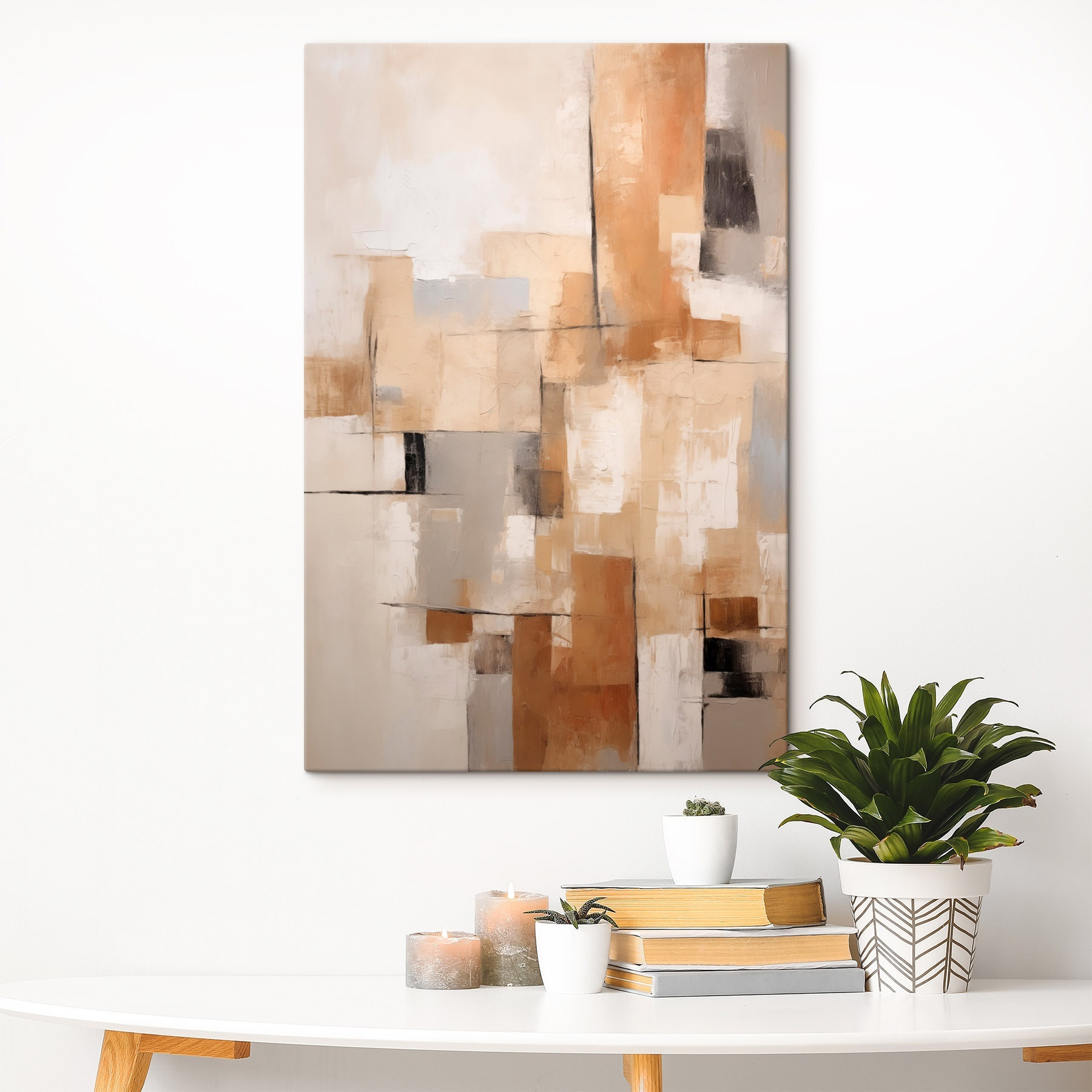 Painting of a white and brown wall