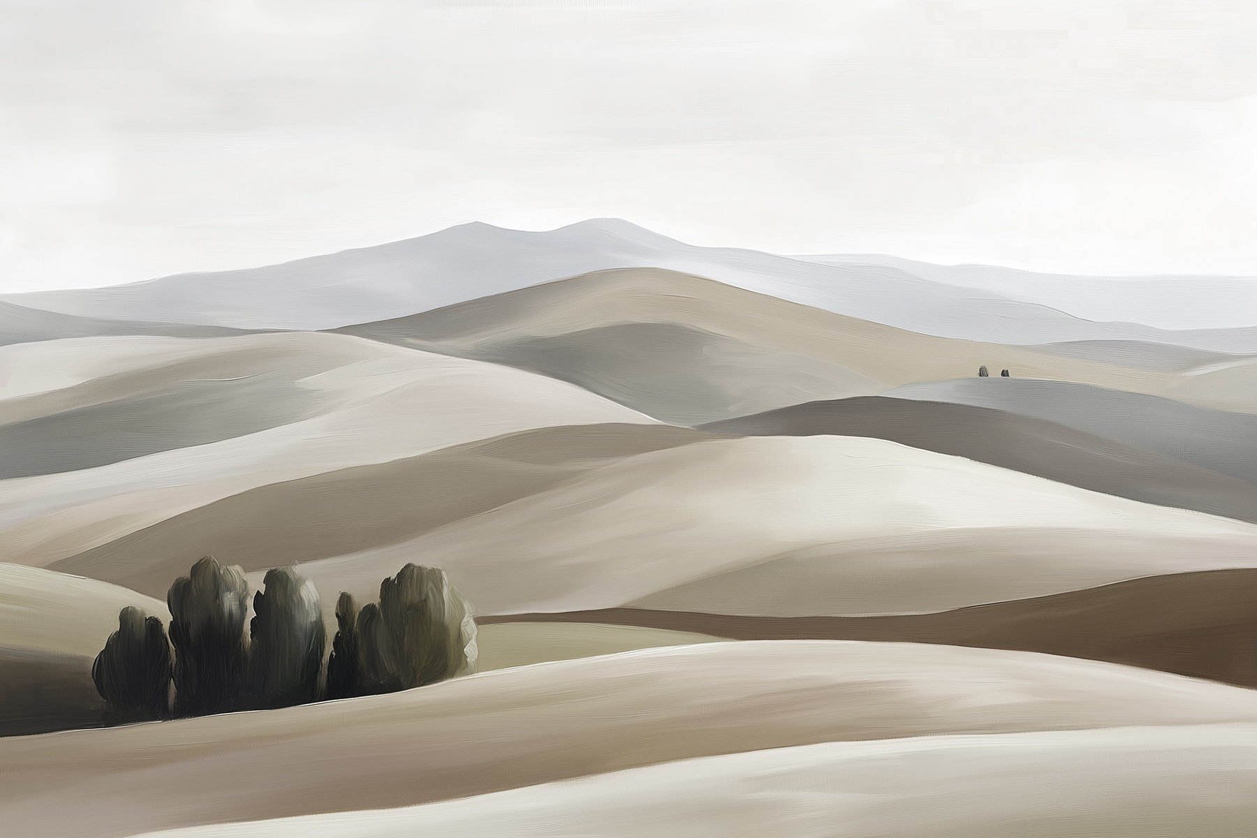 Landscape of hills and trees