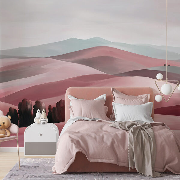 Landscape of hills with trees