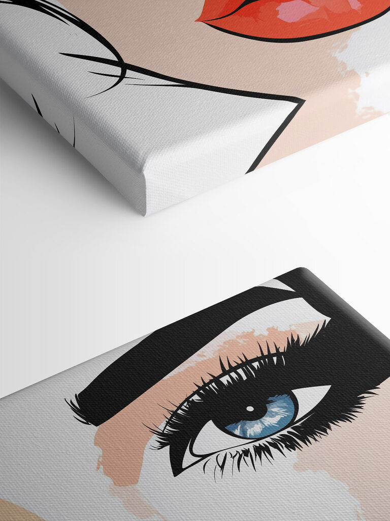 Woman's face with makeup and red lips Woman's face with makeup and red lips