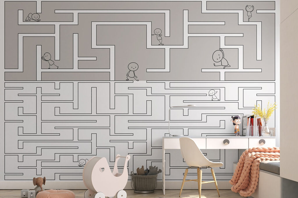 Maze with people walking on the ground