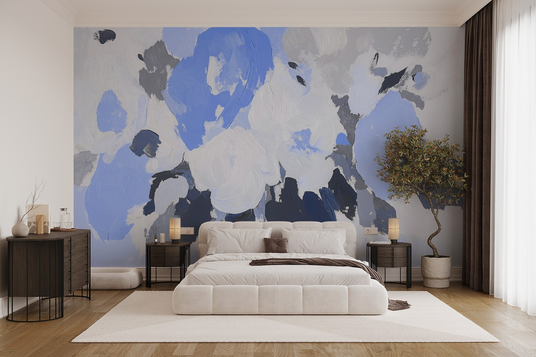 w09070v2pib1mr - Malba květin v modré a šedé barvě - tegory