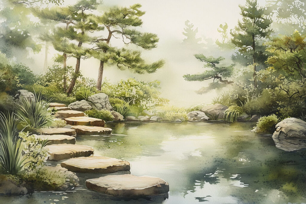 Water with a pond and a path leading to it