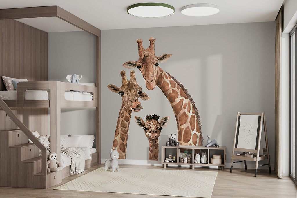 A group of giraffes with their heads together A group of giraffes with their heads together