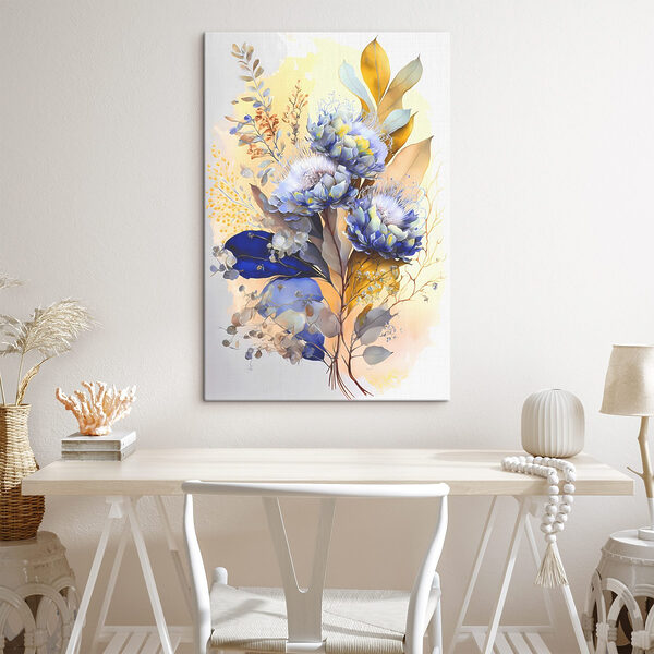 A painting of flowers and leaves A painting of flowers and leaves