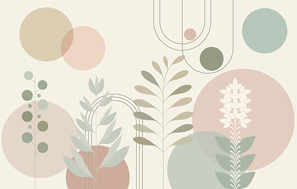 Abstraktní botanický design v jemných barvách Abstraktní botanický design v jemných barvách