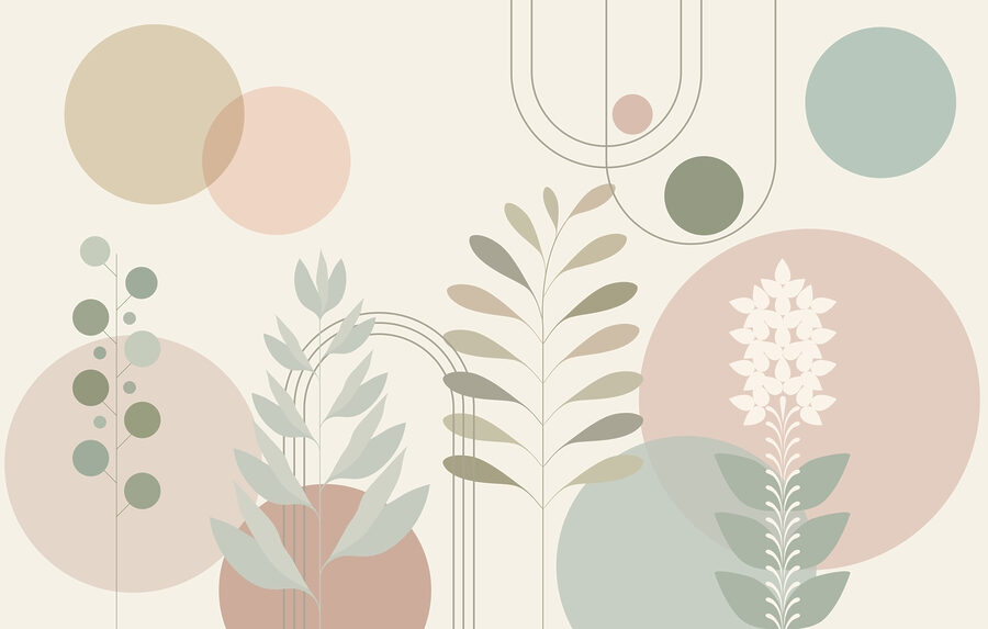 Abstraktní botanický design v jemných barvách