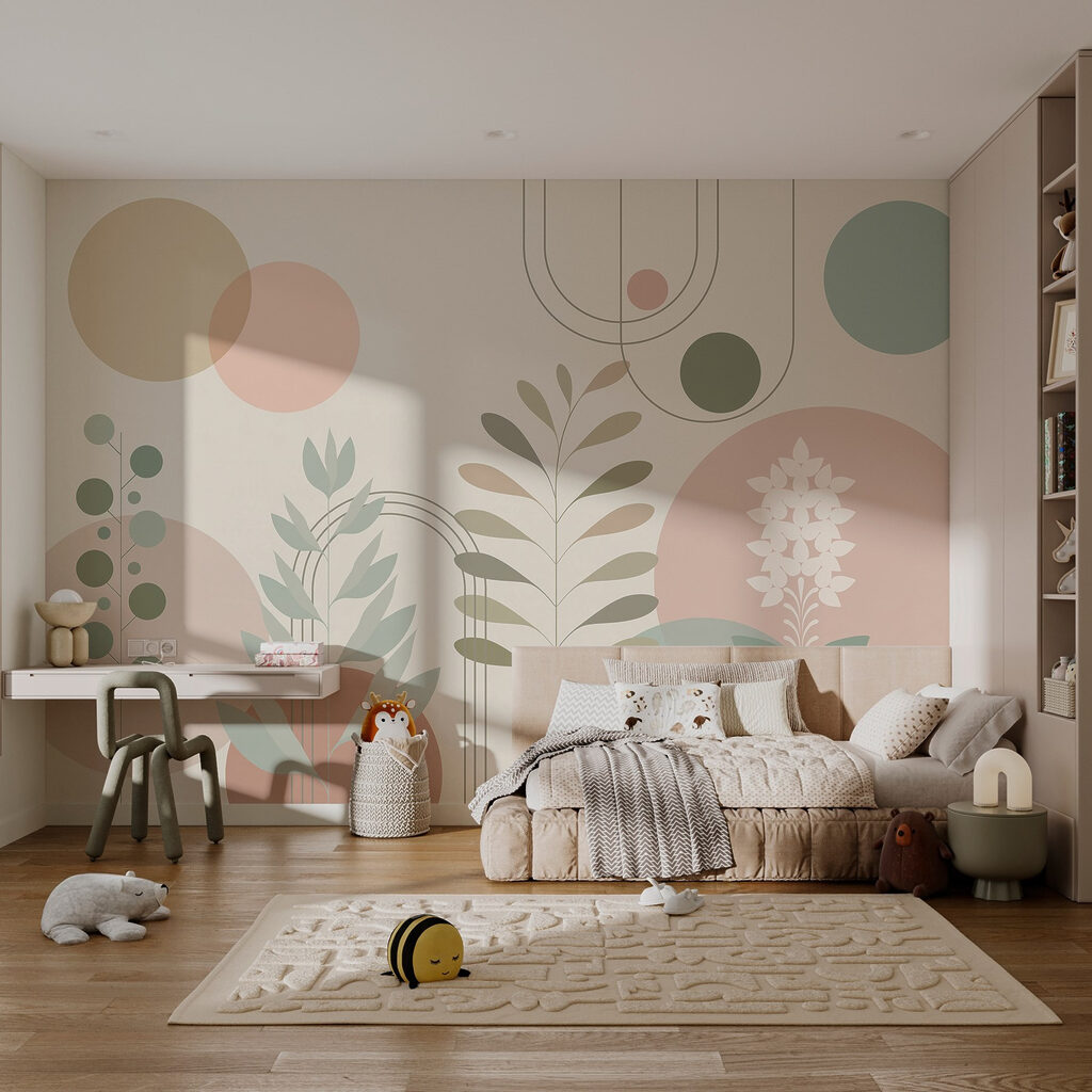 Abstraktní botanický design v jemných barvách