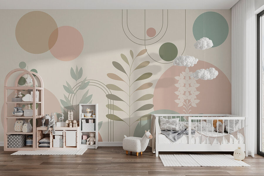 Abstraktní botanický design v jemných barvách