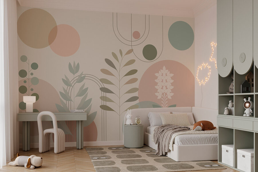 Abstraktní botanický design v jemných barvách