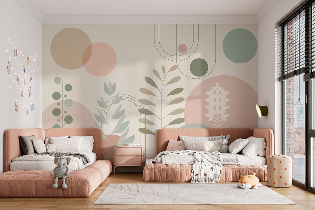 Abstraktní botanický design v jemných barvách