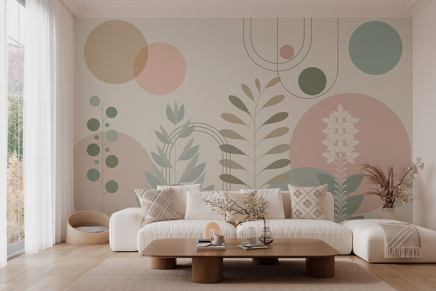 Abstraktní botanický design v jemných barvách