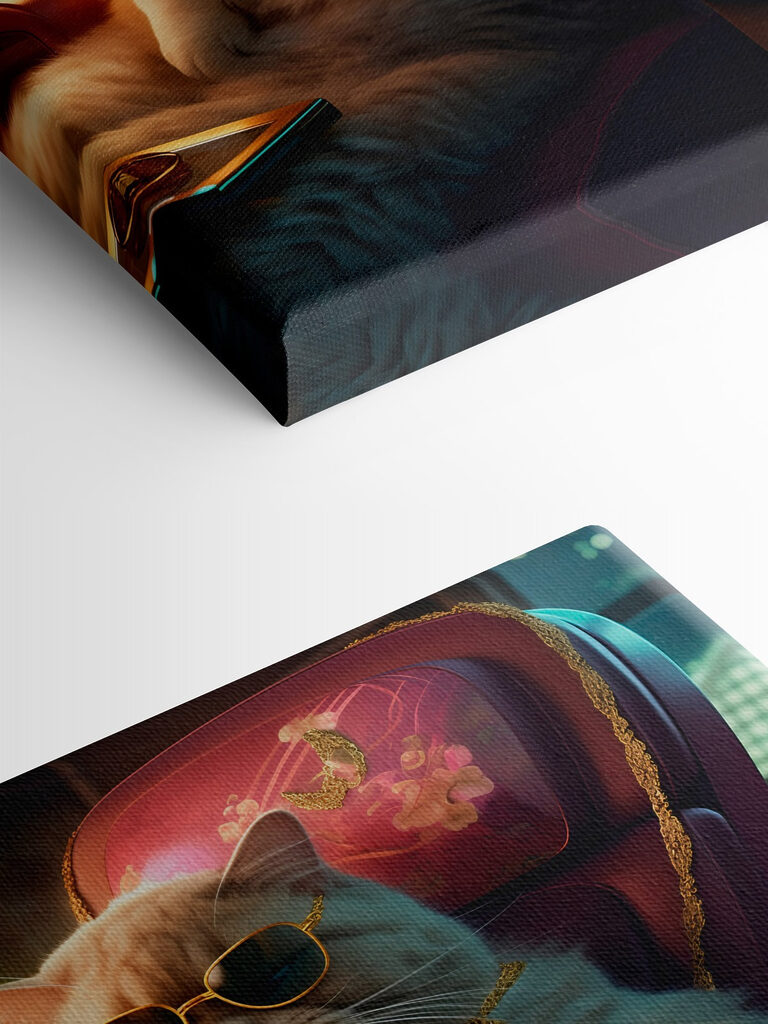 Cat wearing sunglasses and a necklace sitting in a chair