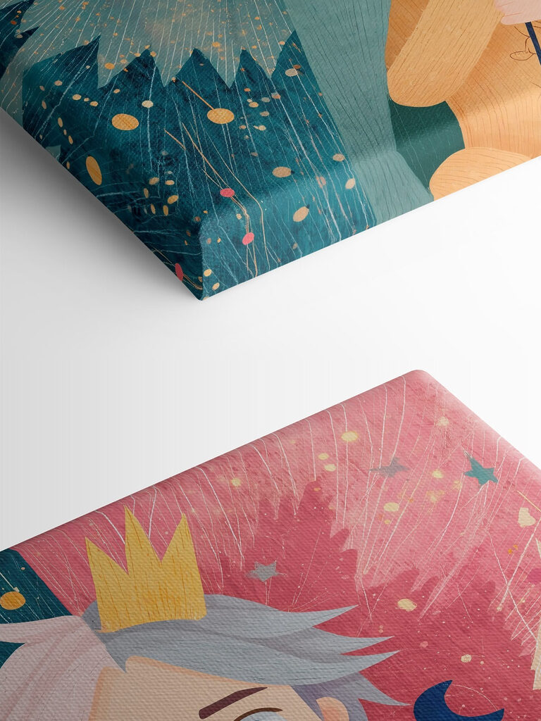 Cartoon of a boy with wings and a crown Cartoon of a boy with wings and a crown