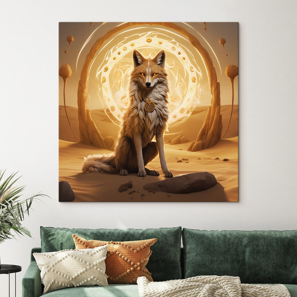 Fox sitting in a desert