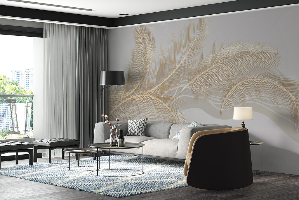 Elegant metallic feather illustration